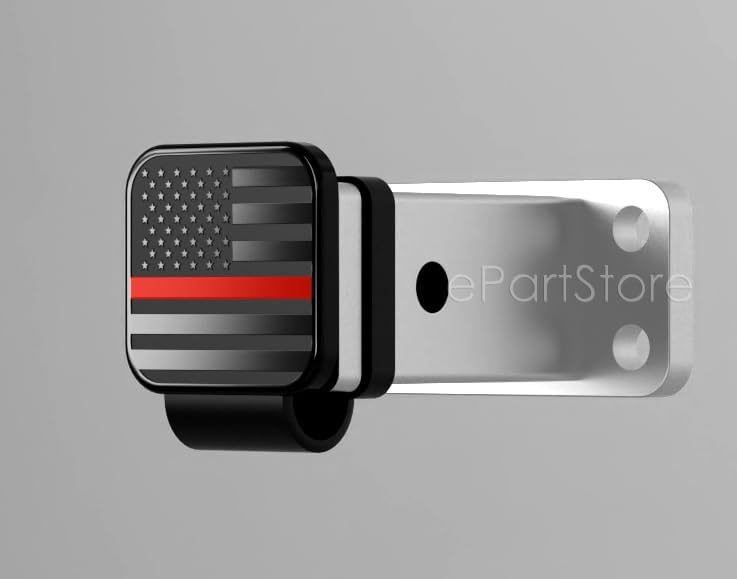 eVerHITCH 2 Inch Universal Flag Tow Hitch Covers, American Flag Trailer Hitch Cover Tube Plug Insert, Car Exterior Accessories, Receiver Tube Hitch Plug (Black with Red Line, Fits 2" Receiver) - Image 4